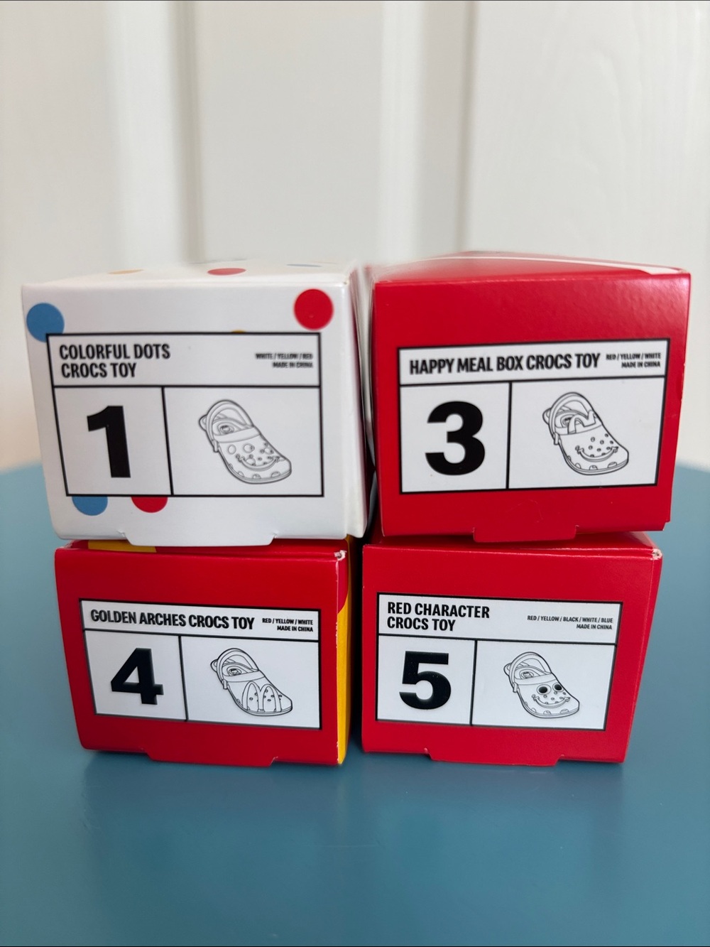 Lot of 4 McDonald's Themed Crocs Happy Meal Toys - New in Box